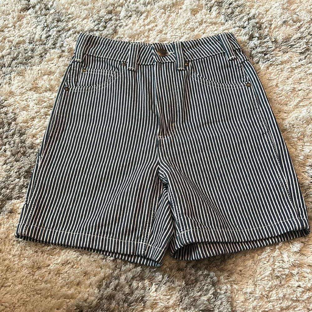 Dickies Ultra High Rise Dad Short Navy Blue Stripes